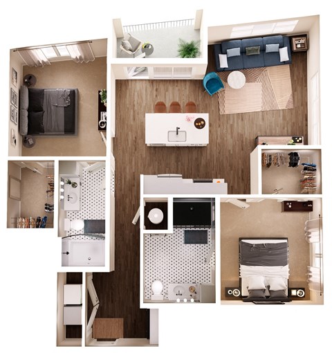 The Crown of Queen City Apartments in Charlotte, North Carolina B5B Floor Plan